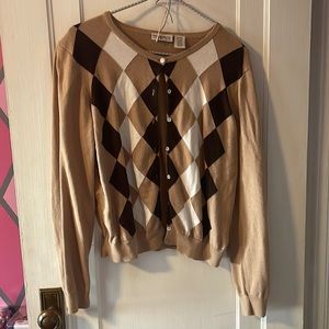 Brown white and tan cardigan